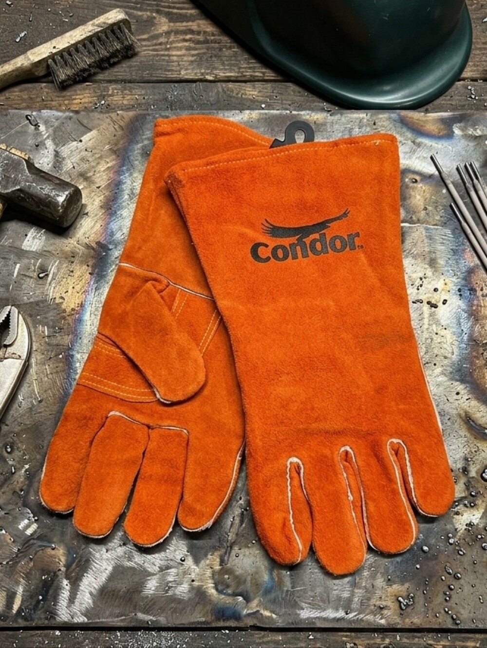 Condor Orange Split Cowhide Leather Work / Welding Gloves